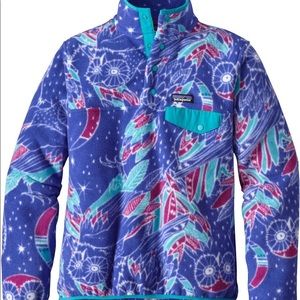 Medium Patagonia Fleece- Moon Owl: Harvest Moon Blue